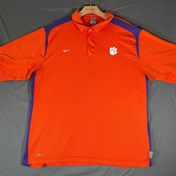 CLEMSON TIGERS POLO SHIRT MEN'S XL NIKE TEAM ORANGE NCAA COLLEGIATE FOOTBALL - Picture 1 of 7
